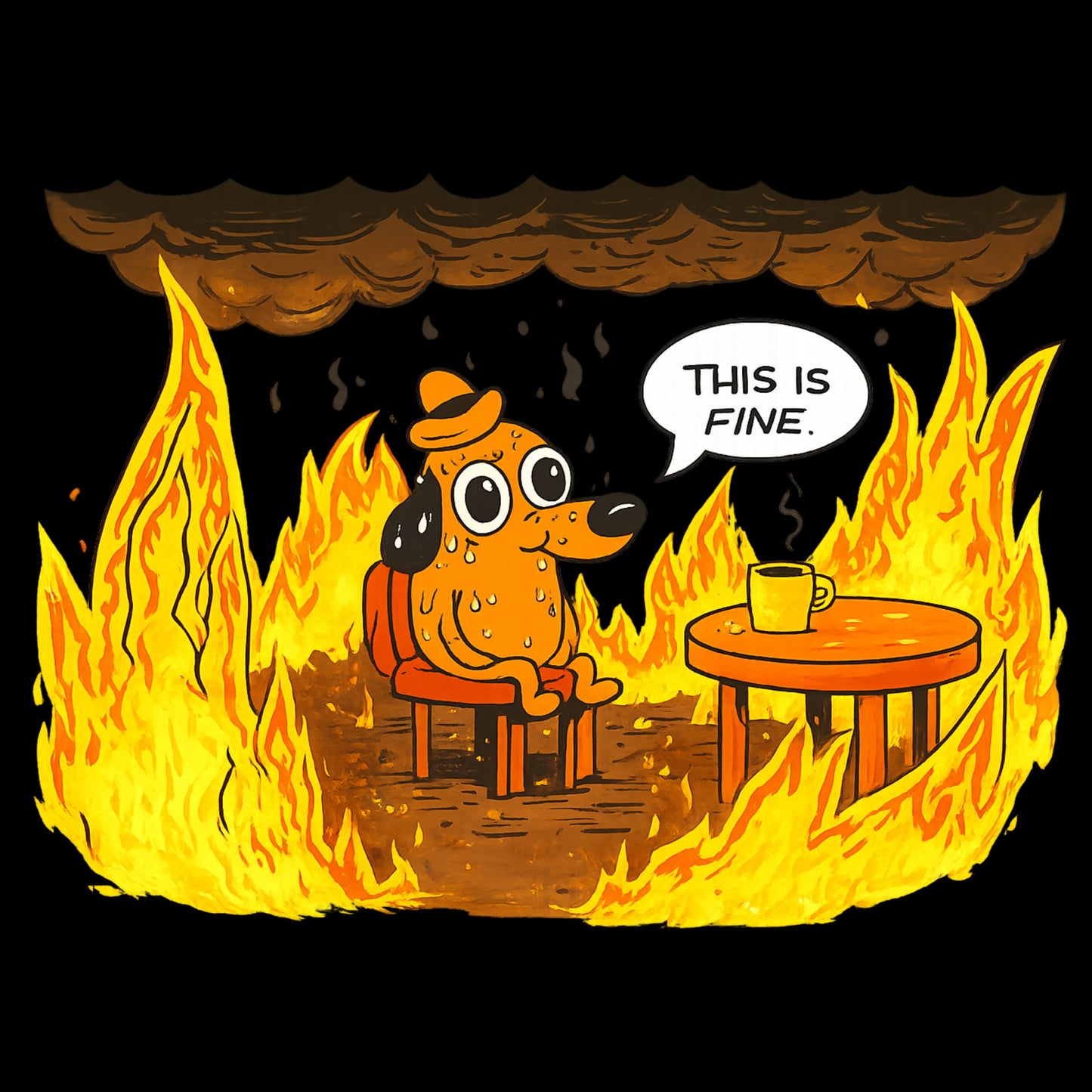 "This Is Fine" Iconic Meme Unisex T-Shirt
