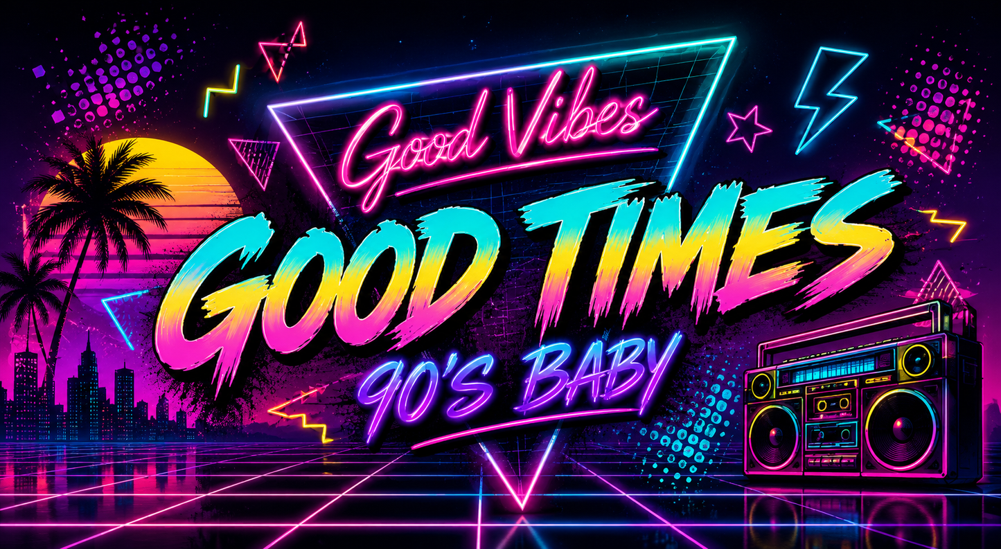 Retro Nostalgia: Good Vibes & Good Times 90s Baby 20oz Skinny Tumbler