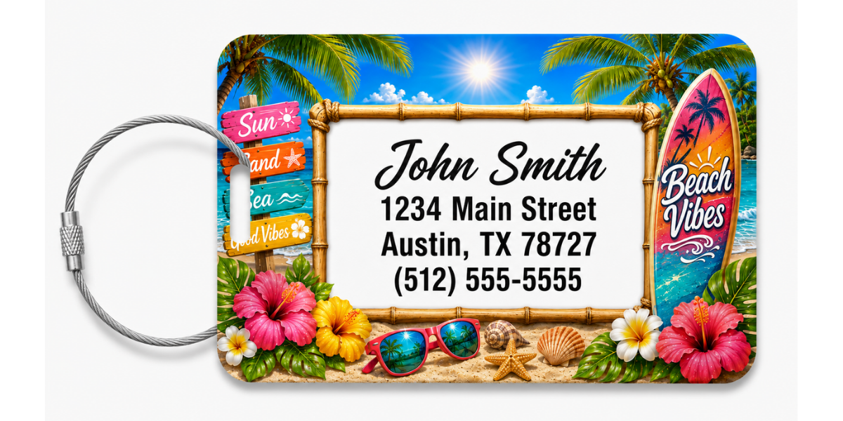 Beach Vibes Customized Luggage Tag