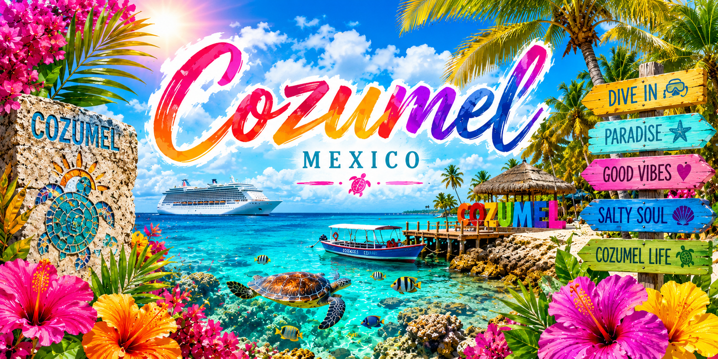 Tropical Paradise: Cozumel Mexico Cruise 20oz Skinny Tumbler