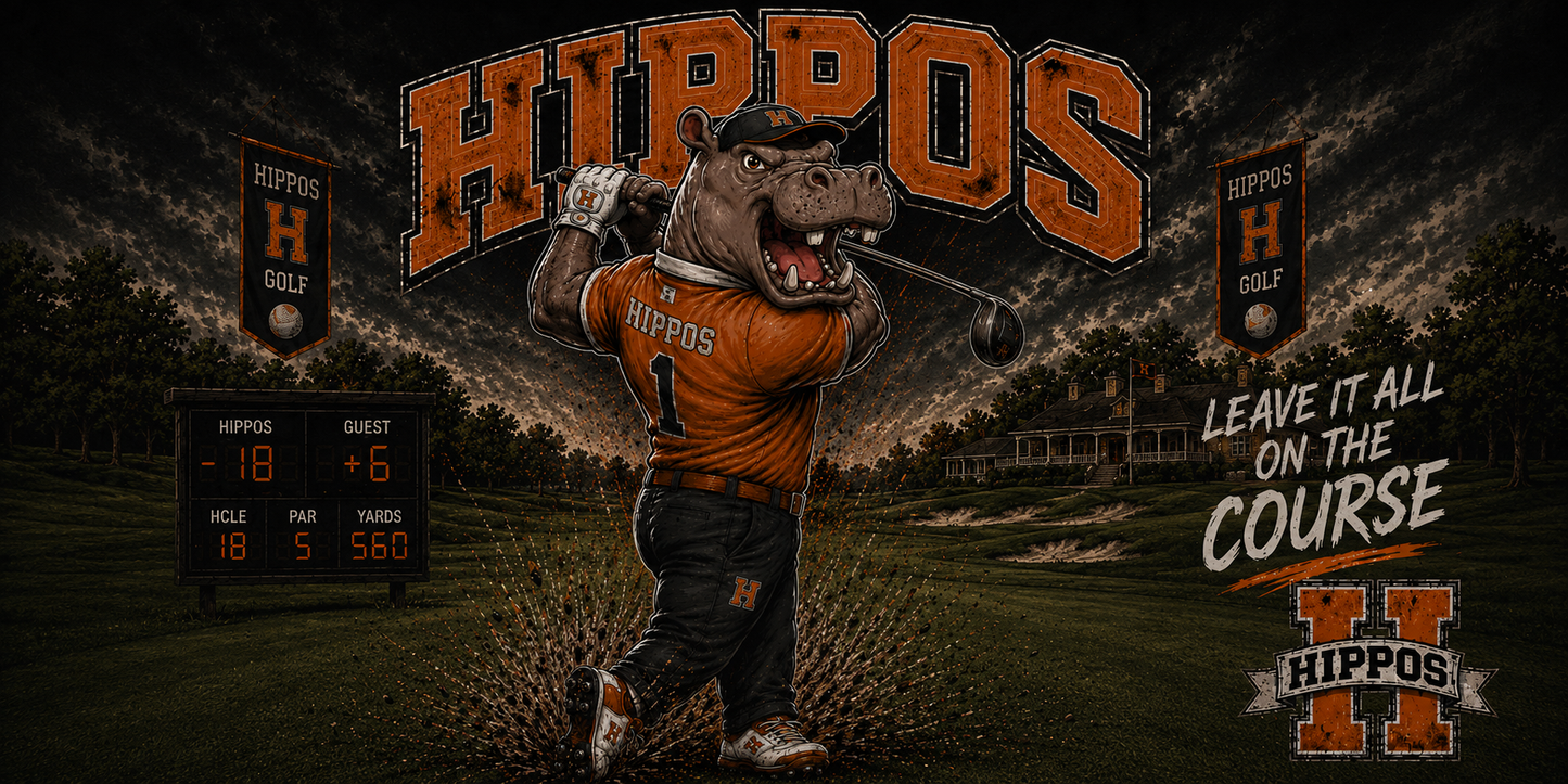 "Leave It All On The Course" – Golf - Hutto Hippos 20oz Skinny Tumbler