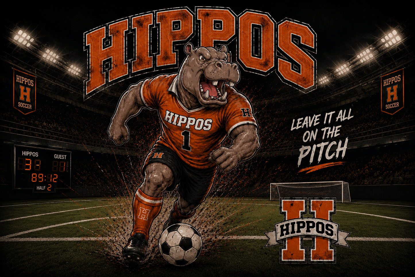"Leave It All On The Pitch" – Soccer - Hutto Hippos 20oz Skinny Tumbler