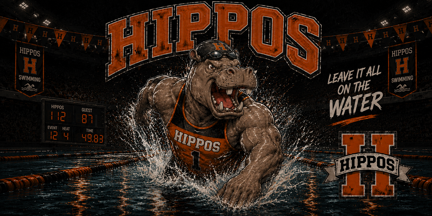"Leave It All On The Water" – Swimming - Hutto Hippos 20oz Skinny Tumbler