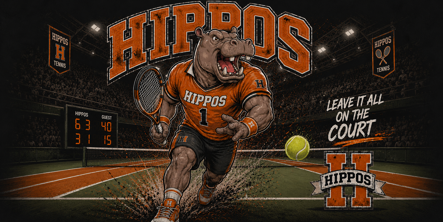 "Leave It All On The Court" – Tennis - Hutto Hippos 20oz Skinny Tumbler
