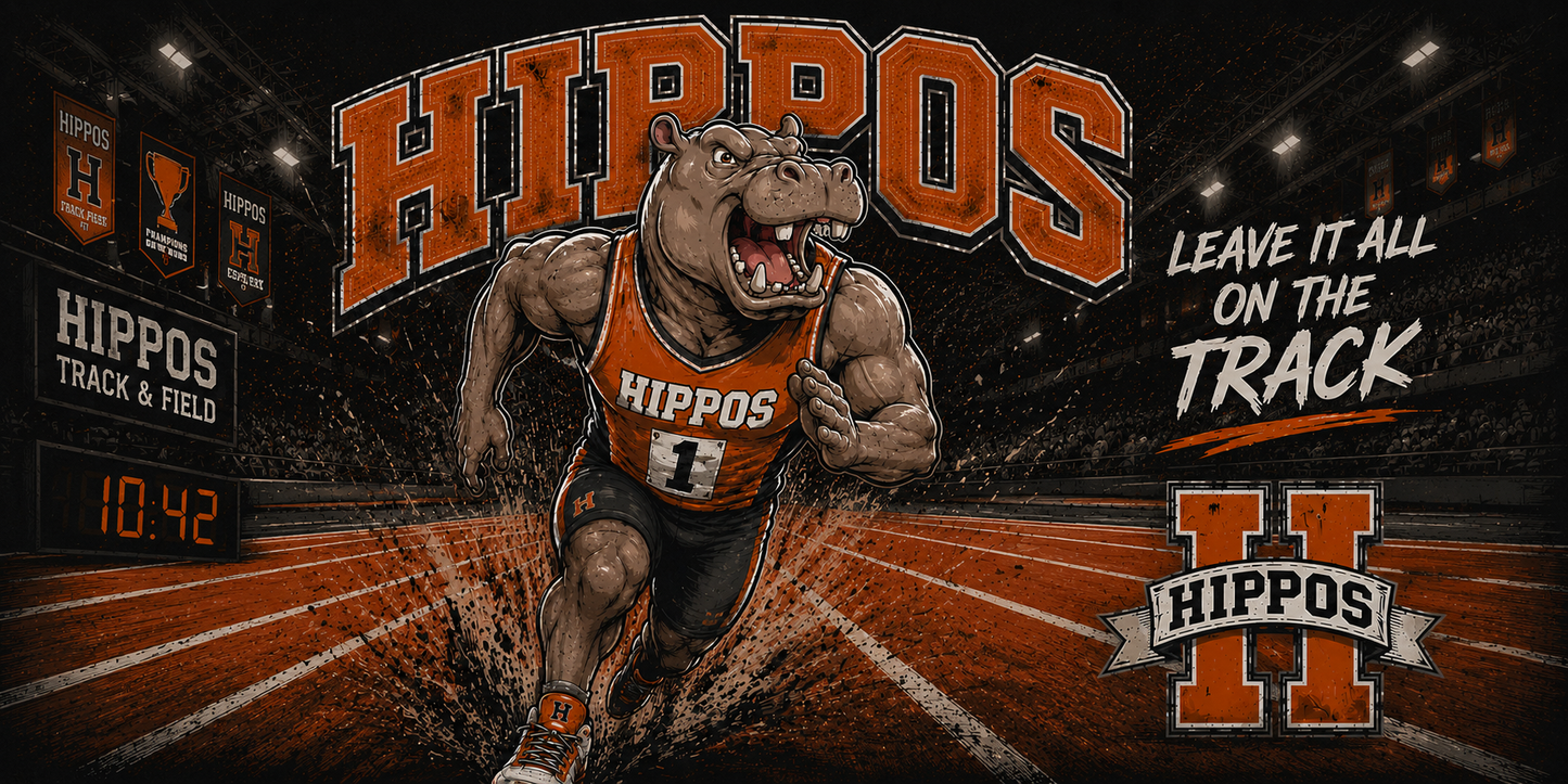 "Leave It All On The Track" – Track - Hutto Hippos 20oz Skinny Tumbler