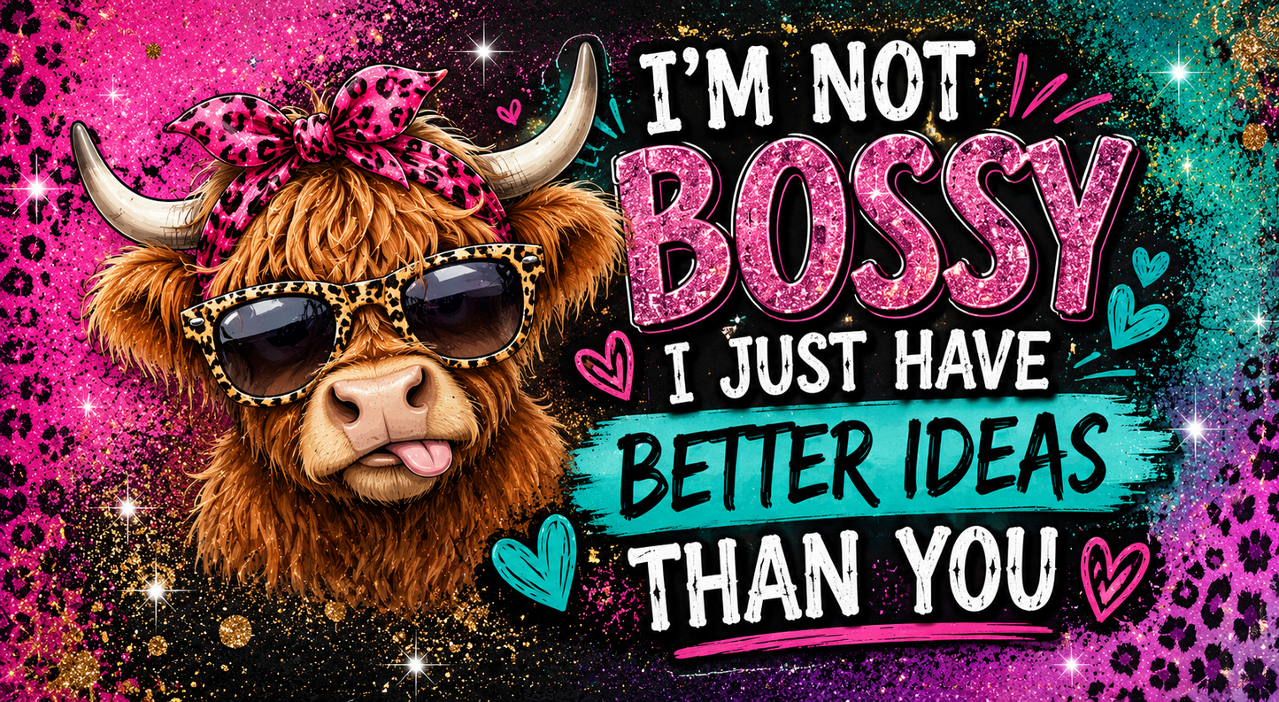 Sassy Highland Cow: "I'm Not Bossy" 20oz Skinny Tumbler