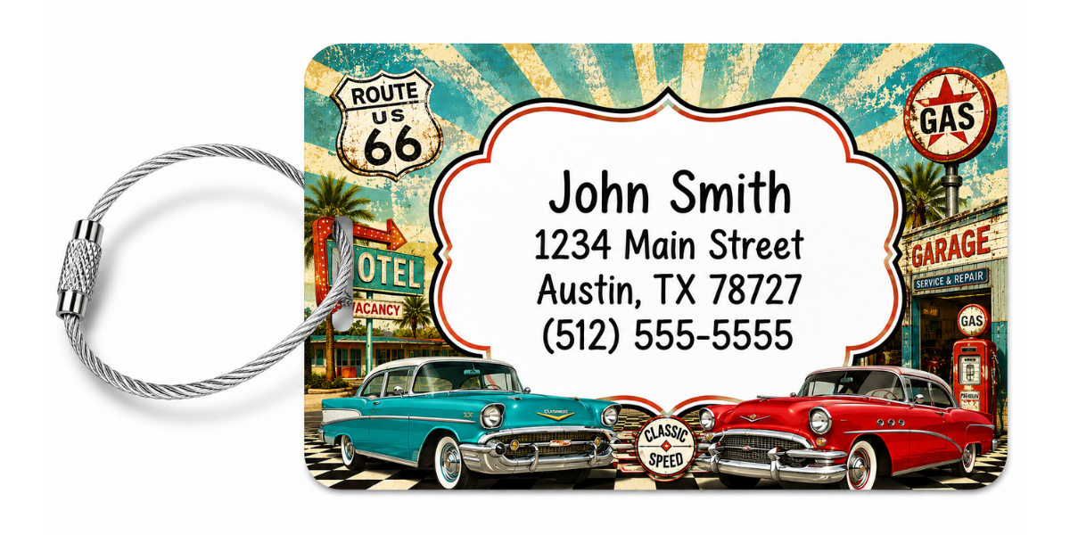 Vintage Route 66 Customized Luggage Tag