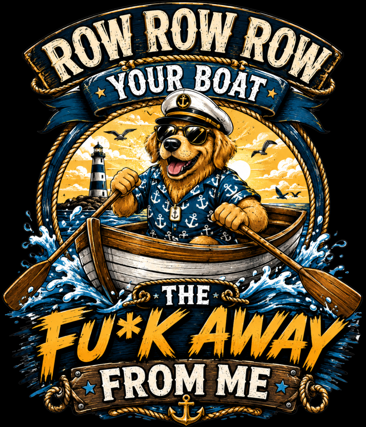 "Row Your Boat" Unisex T Shirt black shirt mockup