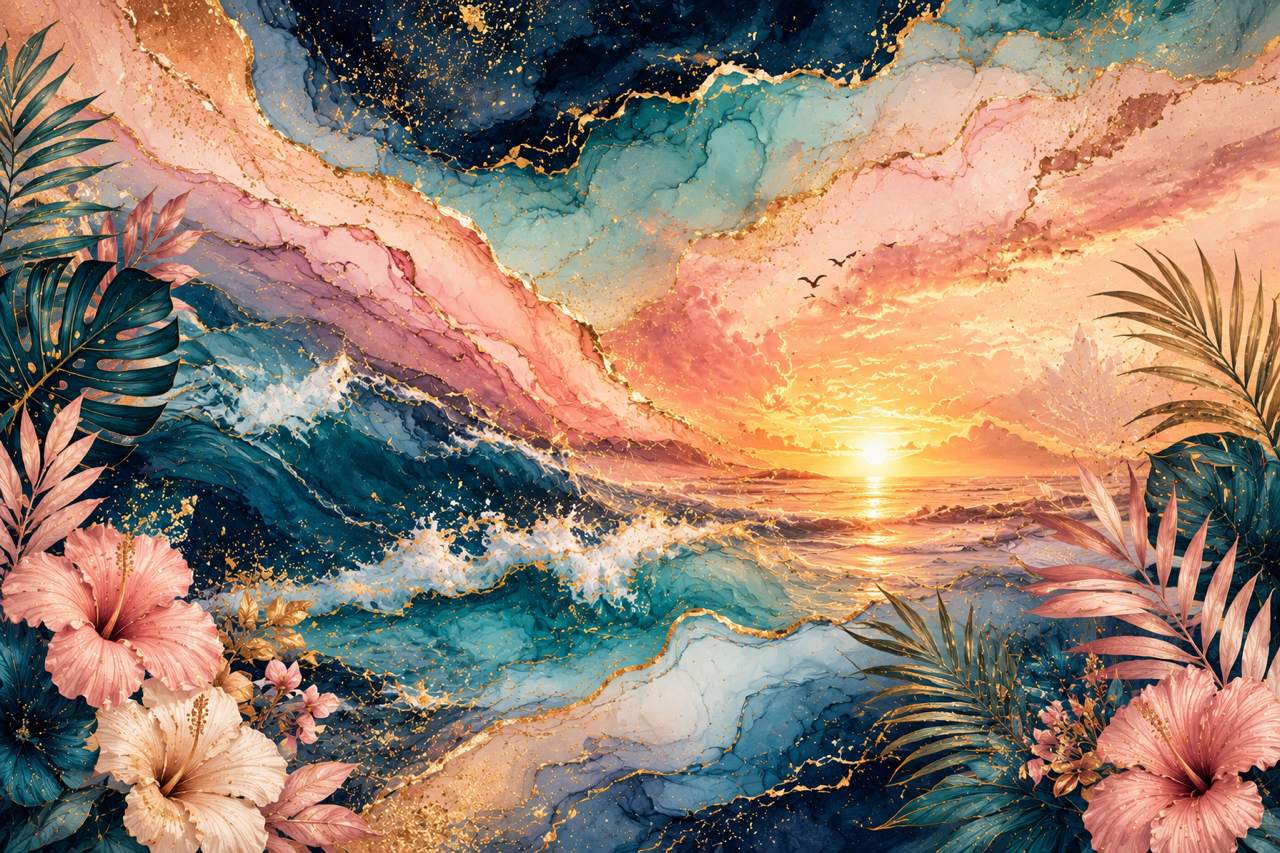 Celestial Tropical Sunset 20oz Skinny Tumbler tumbler product image - Celestial Tropical Sunsett 20oz Skinny