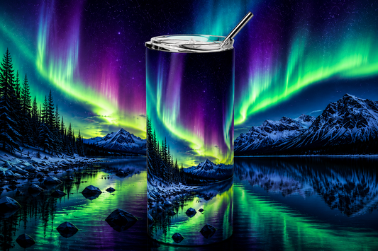 Arctic Wonder: Aurora Borealis 20oz Skinny Tumbler