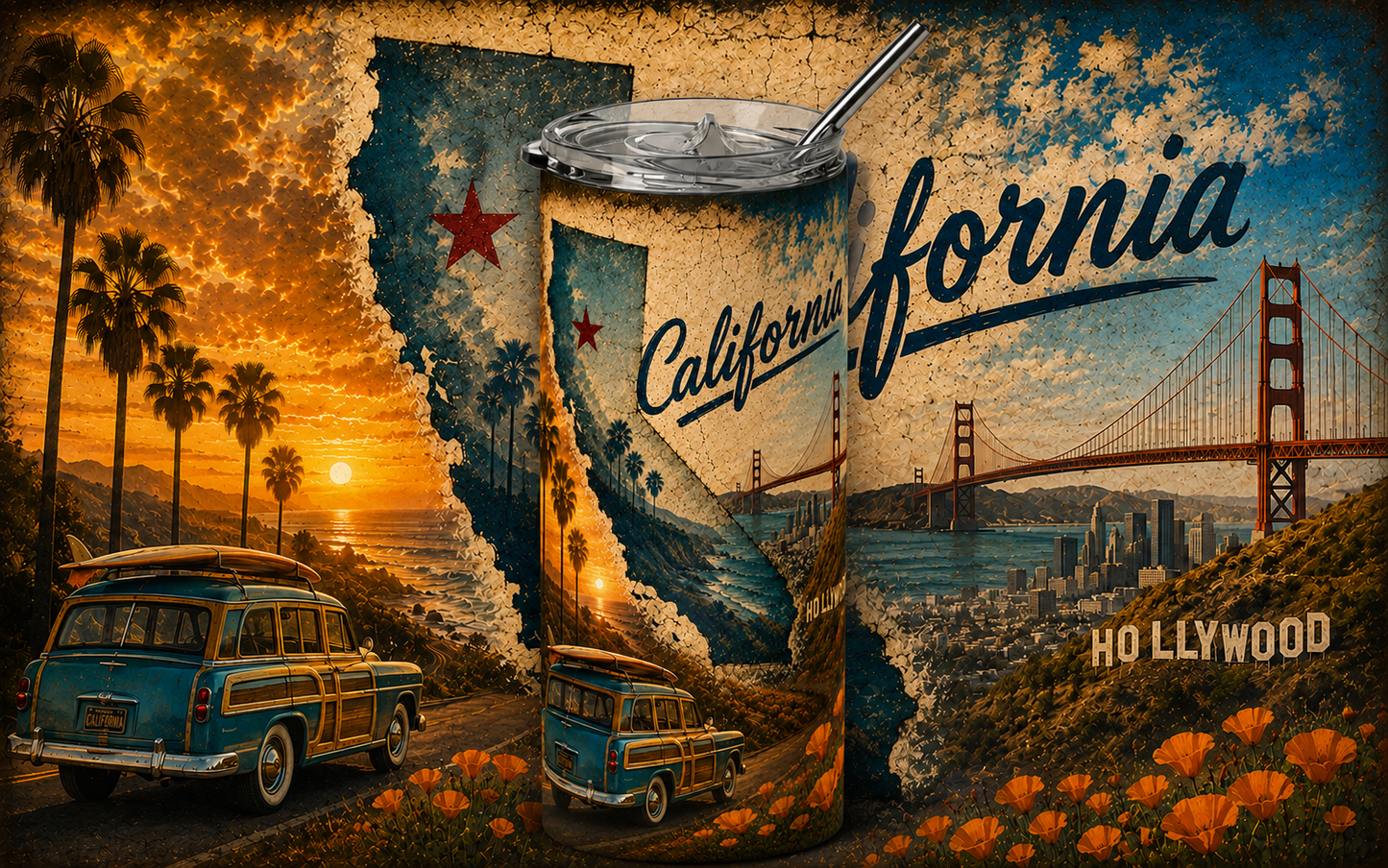 Golden State Groove: Vintage California Dreamin' 20oz Skinny Tumbler