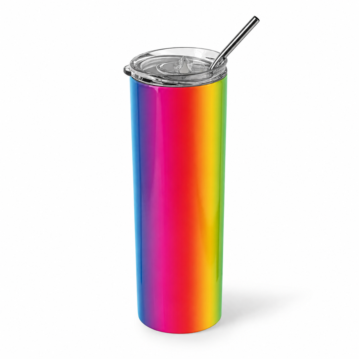 Radiate Good Vibes: Vibrant Rainbow 20oz Skinny Tumbler