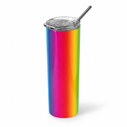 Radiate Good Vibes: Vibrant Rainbow 20oz Skinny Tumbler