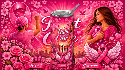 Power in Pink: Breast Cancer Awareness 20oz Skinny Tumbler