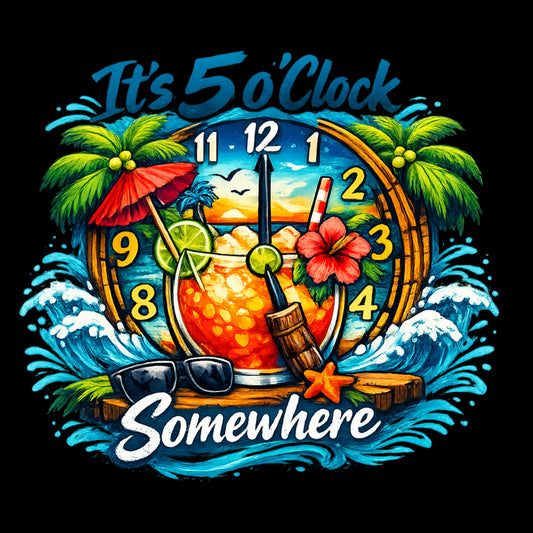 "It's 5 o'Clock Somewhere" Tropical Unisex T-Shirt