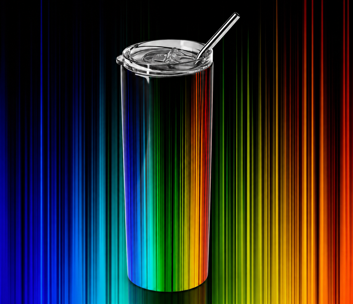 Chasing the Neon Lights: Cyber Rainbow 20oz Skinny Tumbler