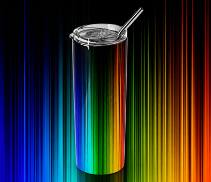 Chasing the Neon Lights: Cyber Rainbow 20oz Skinny Tumbler