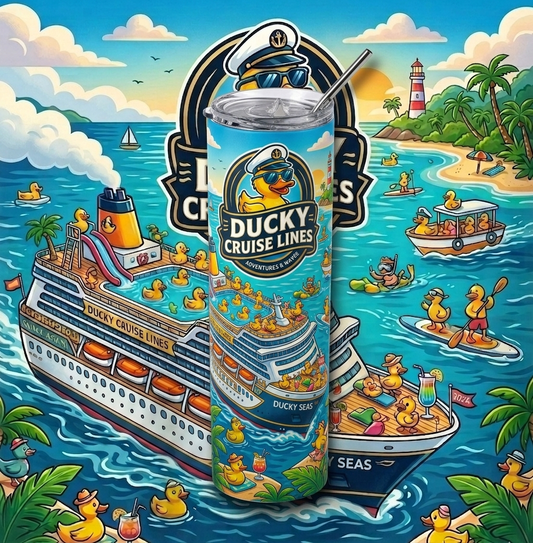 Quack on the High Seas: "Ducky Cruise Lines" 20oz Skinny Tumbler
