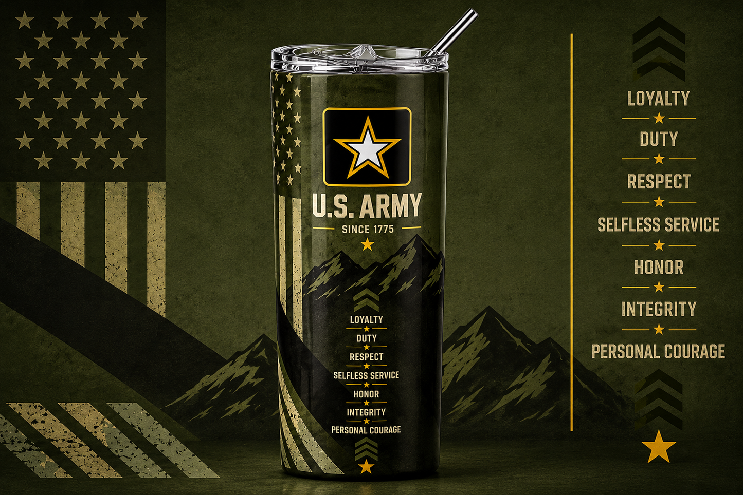 Army Strong: United States Army 20oz Skinny Tumbler