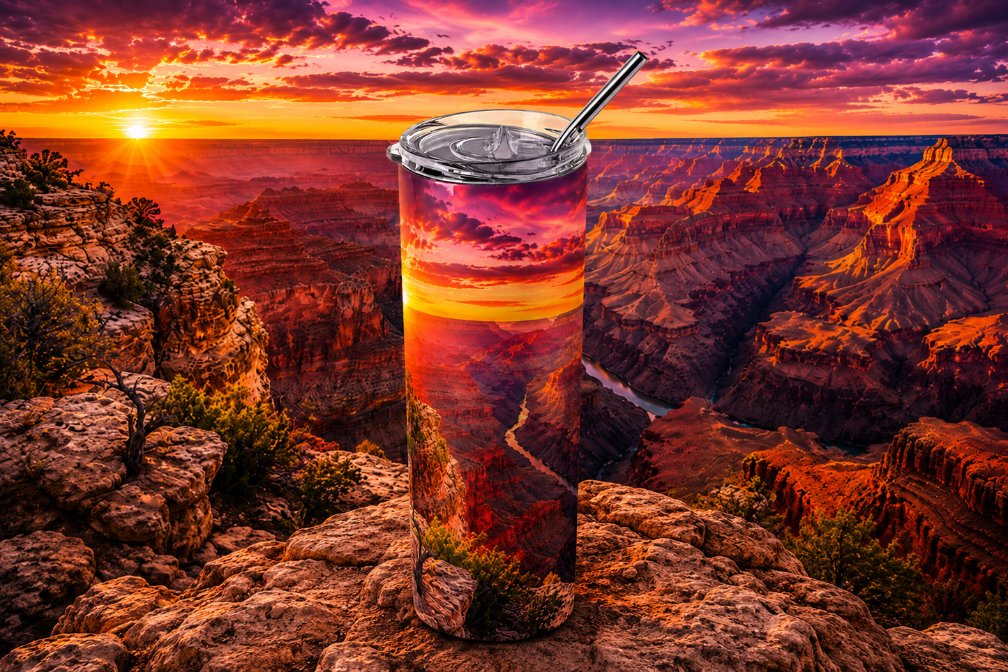 Majestic Horizon: Grand Canyon Sunset 20oz Skinny Tumbler