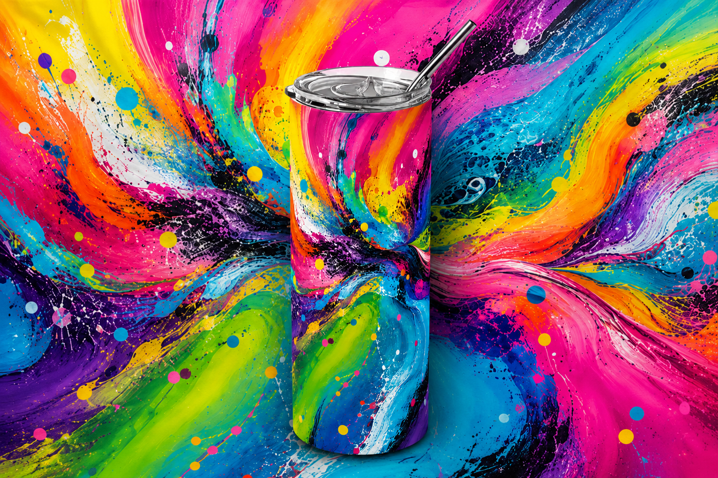 Kaleidoscope Burst: Colorful Abstract Fluid Art 20oz Skinny Tumbler