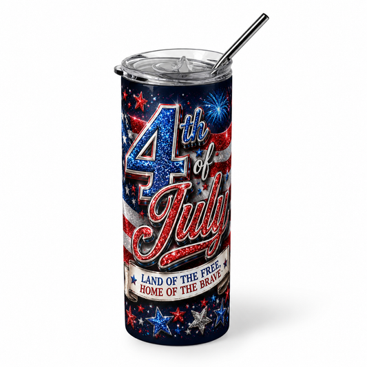 Land of the Free: Independence Day 20oz Skinny Tumbler