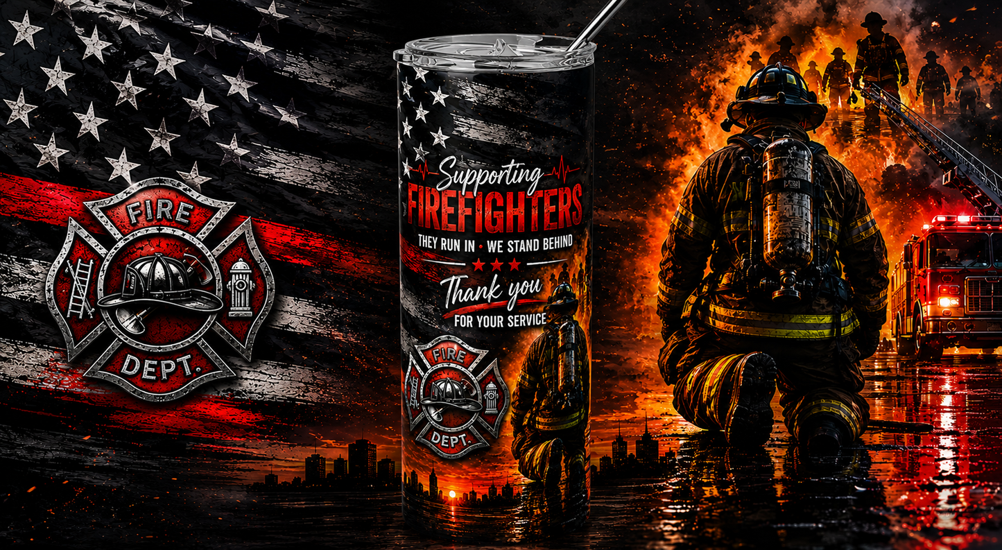 The Thin Red Line: Firefighter Tribute 20oz Skinny Tumbler