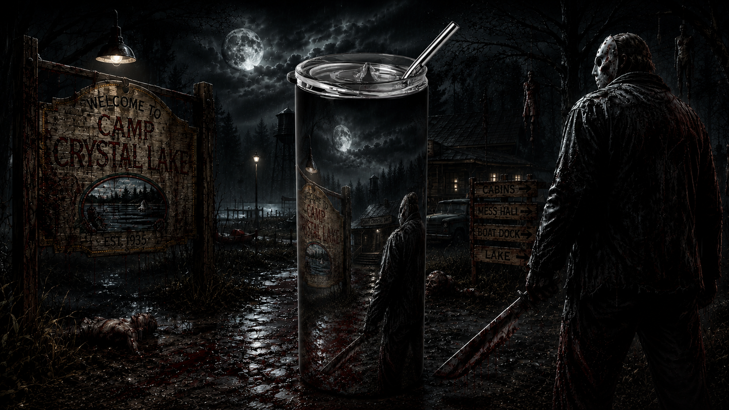 Friday Night Fright: Camp Crystal Lake 20oz Skinny Tumbler