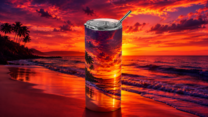 Tropical Paradise: Ocean Sunset 20oz Skinny Tumbler