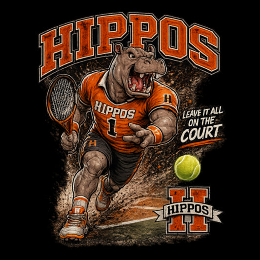"Hippo Tennis" Fierce Mascot Unisex T-Shirt