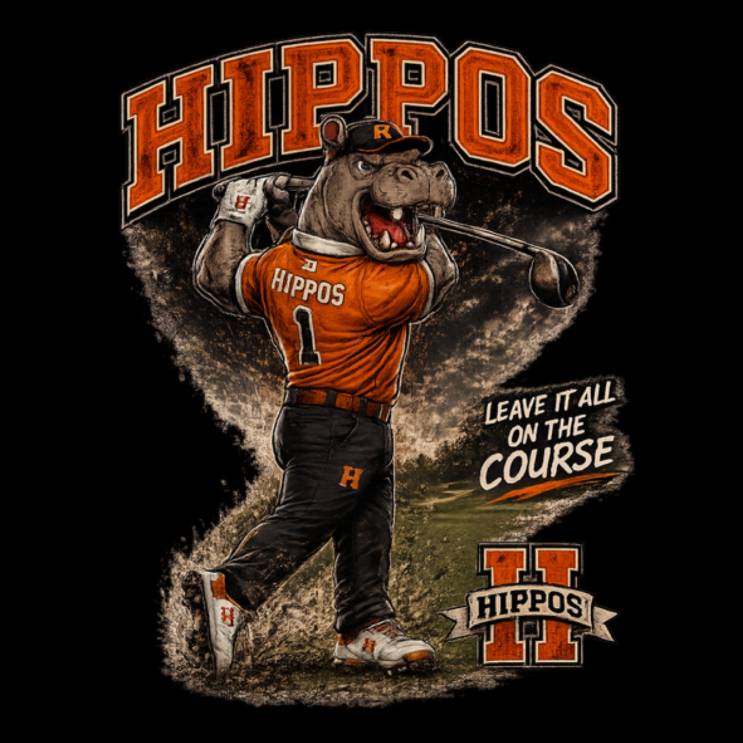 "Hippo Golf" Fierce Mascot Unisex T-Shirt