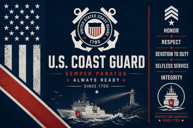 Semper Paratus: United States Coast Guard 20oz Skinny Tumbler