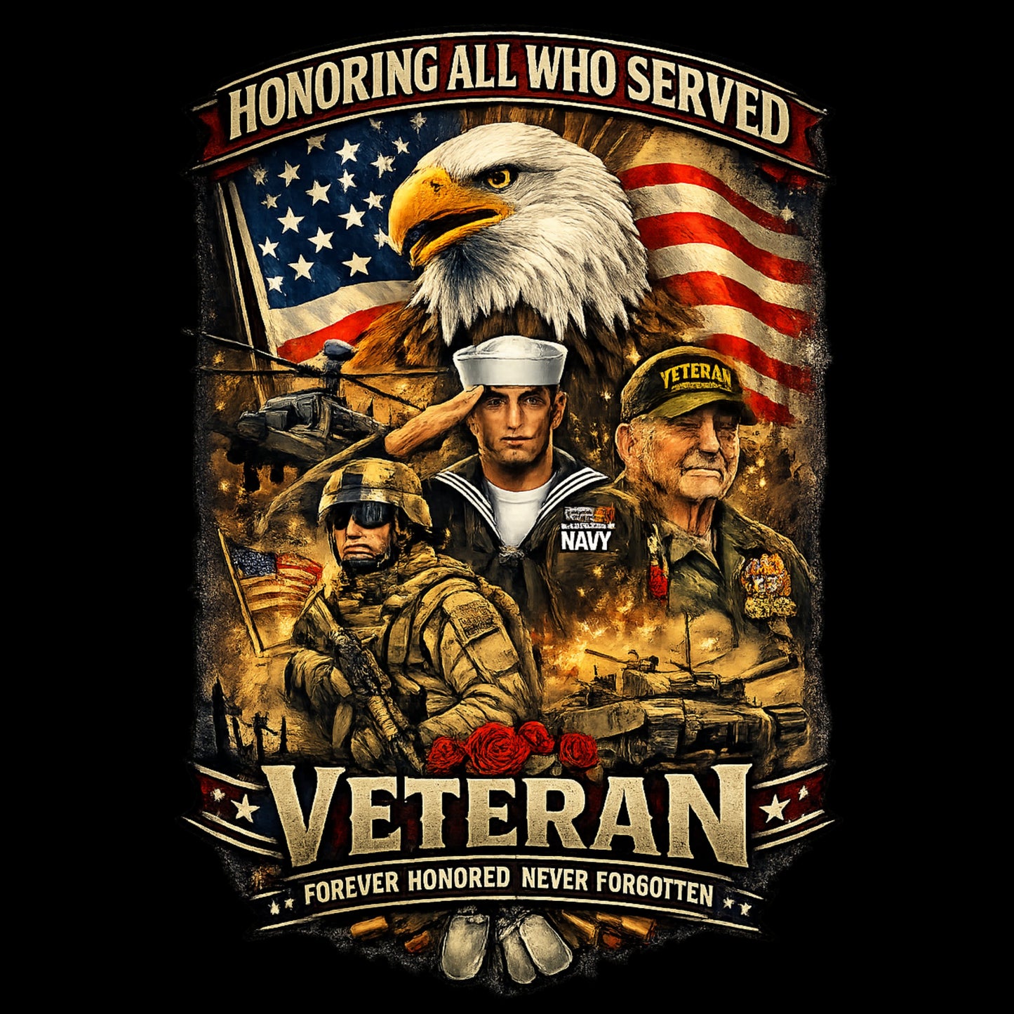 "Honoring All Who Served" Graphic T-Shirt
