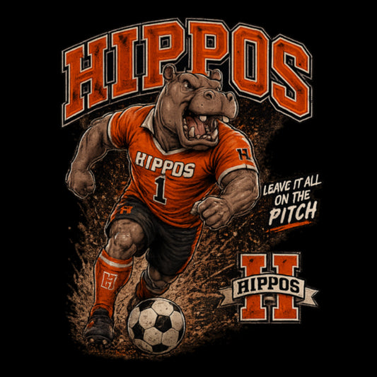 "Hippo Soccer" Fierce Mascot Unisex T-Shirt