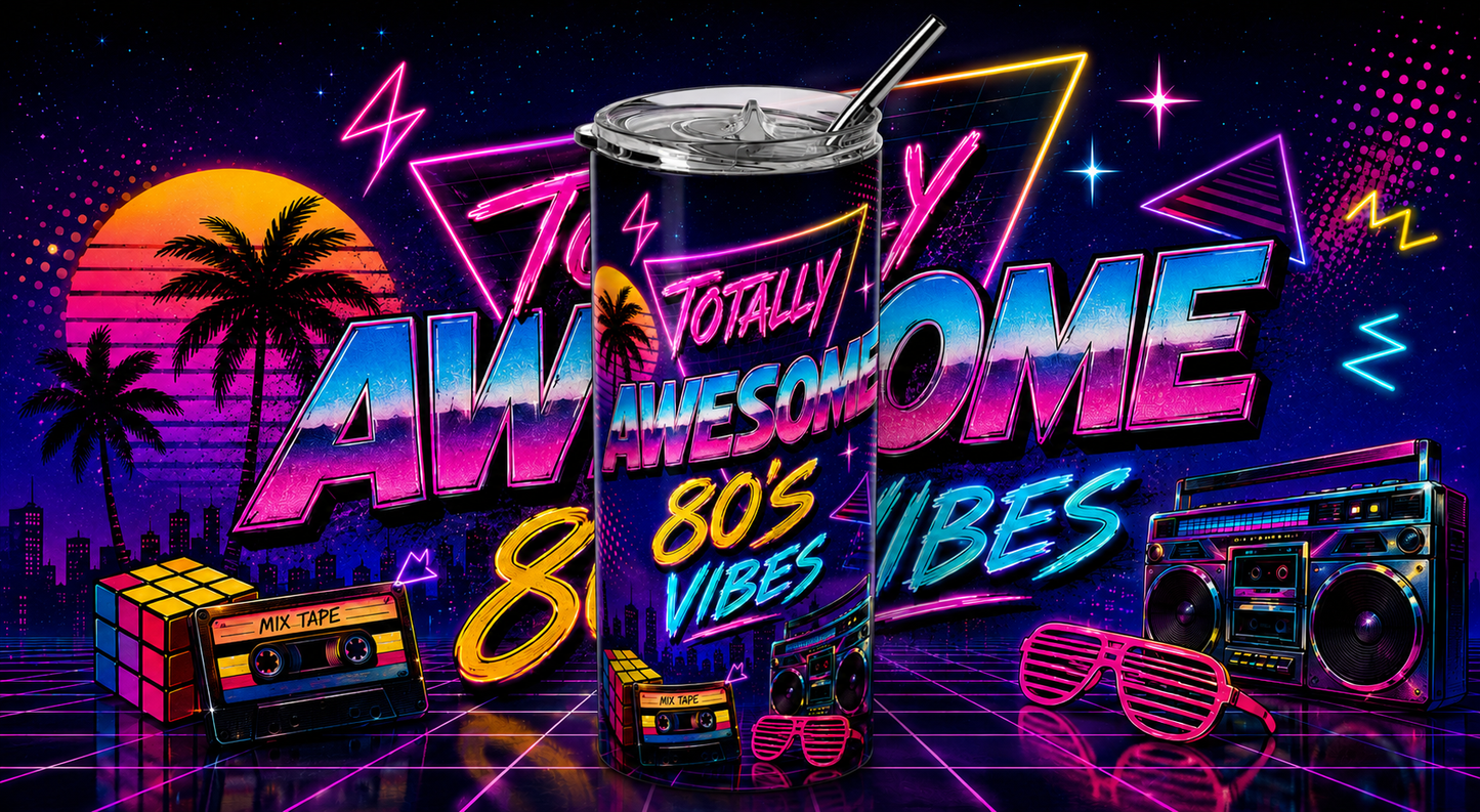 Retro Rewind: Totally Awesome 80s Vibes 20oz Skinny Tumbler