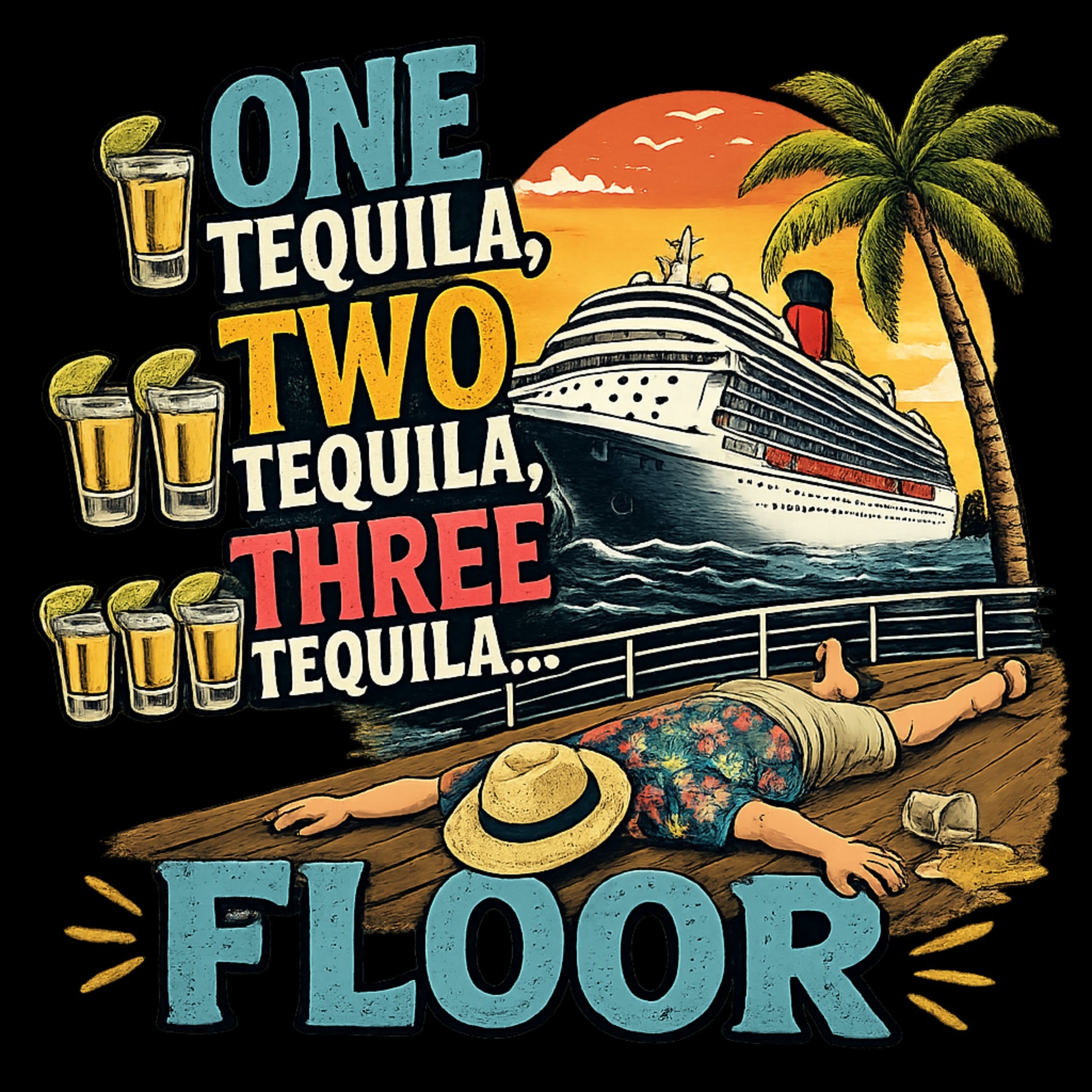 "One Tequila, Two Tequila, Three Tequila... FLOOR" Cruise Unisex T-Shirt