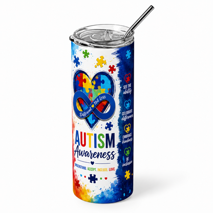 Different, Not Less: Autism Awareness 20oz Skinny Tumbler