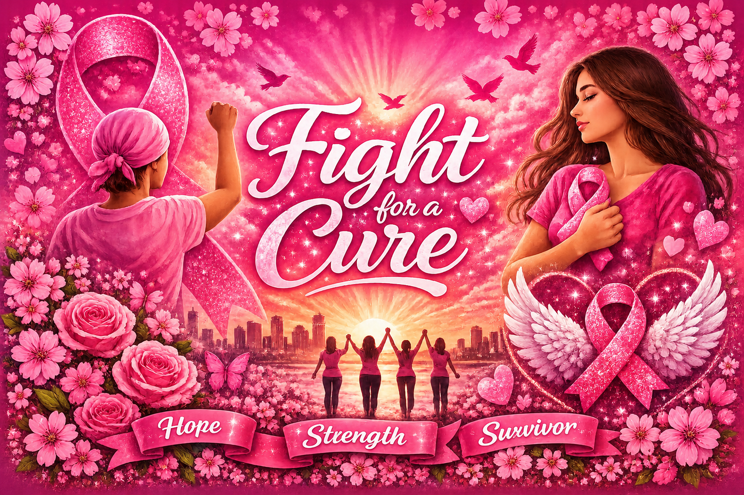 Power in Pink: Breast Cancer Awareness 20oz Skinny Tumbler