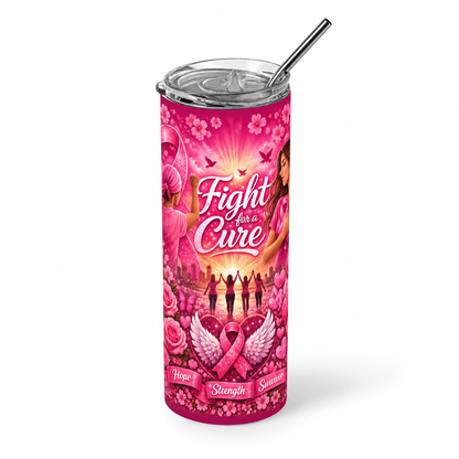 Power in Pink: Breast Cancer Awareness 20oz Skinny Tumbler