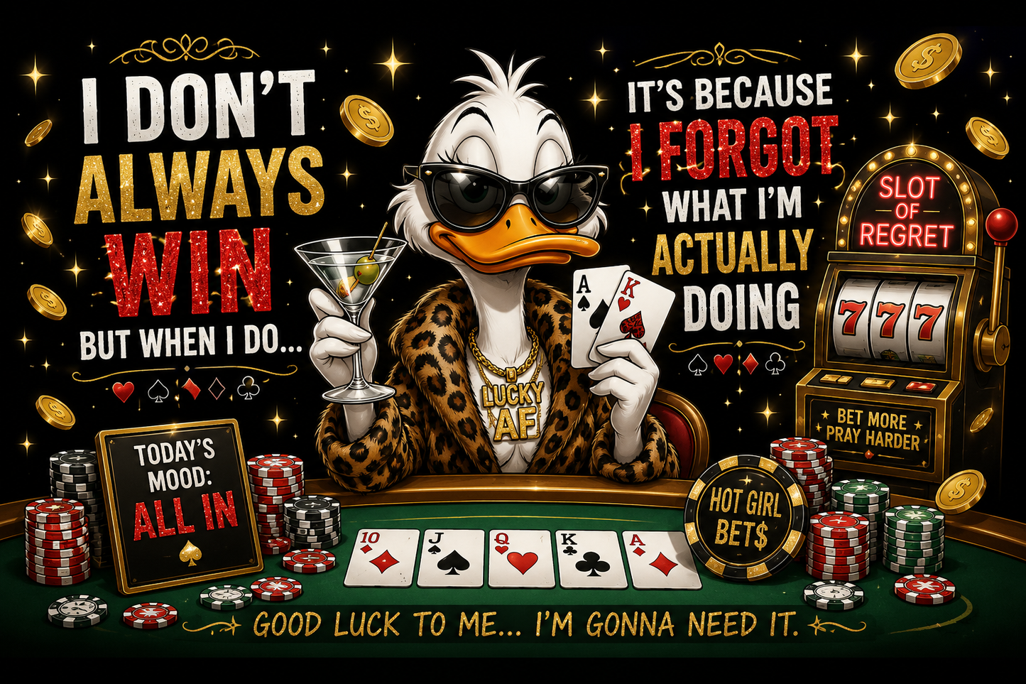 The Lucky Duck Gambler: Vegas Vibes 20oz Skinny Tumbler