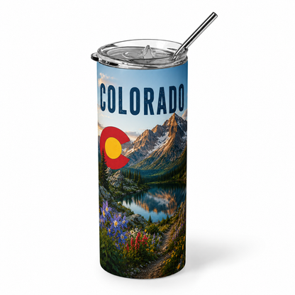 Rocky Mountain Majesty: Colorado Peaks 20oz Skinny Tumbler