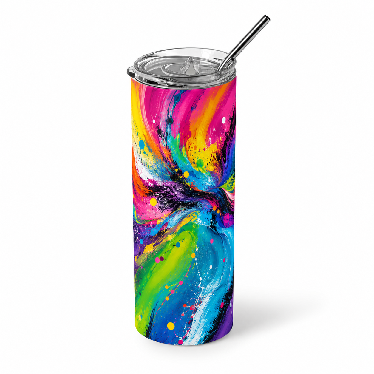 Kaleidoscope Burst: Colorful Abstract Fluid Art 20oz Skinny Tumbler