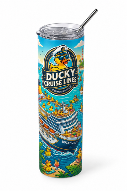 Quack on the High Seas: "Ducky Cruise Lines" 20oz Skinny Tumbler