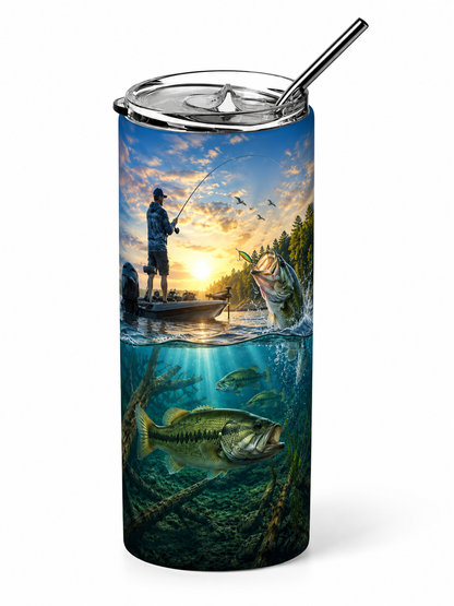 The Lunker Strike: Split-Depth Bass Fishing 20oz Skinny Tumbler