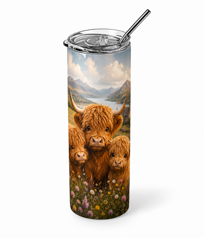 Highland Haven: Cozy Scottish Coo 20oz Skinny Tumbler