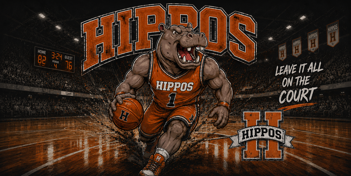 "Leave It All On The Court" – Basketball - Hutto Hippos 20oz Skinny Tumbler