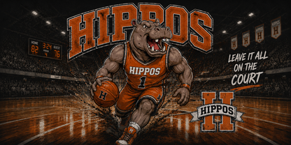 "Leave It All On The Court" – Basketball - Hutto Hippos 20oz Skinny Tumbler