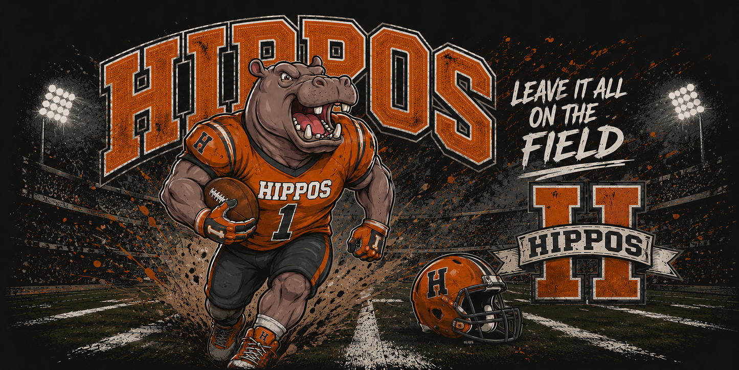 "Leave It All On The Field" – Football - Hutto Hippos 20oz Skinny Tumbler