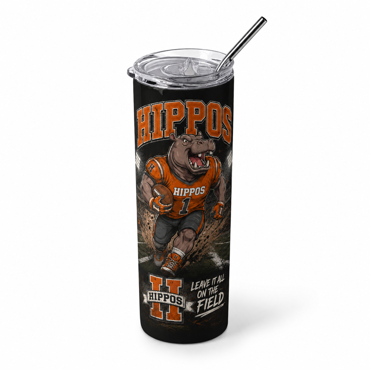 "Leave It All On The Field" – Football - Hutto Hippos 20oz Skinny Tumbler