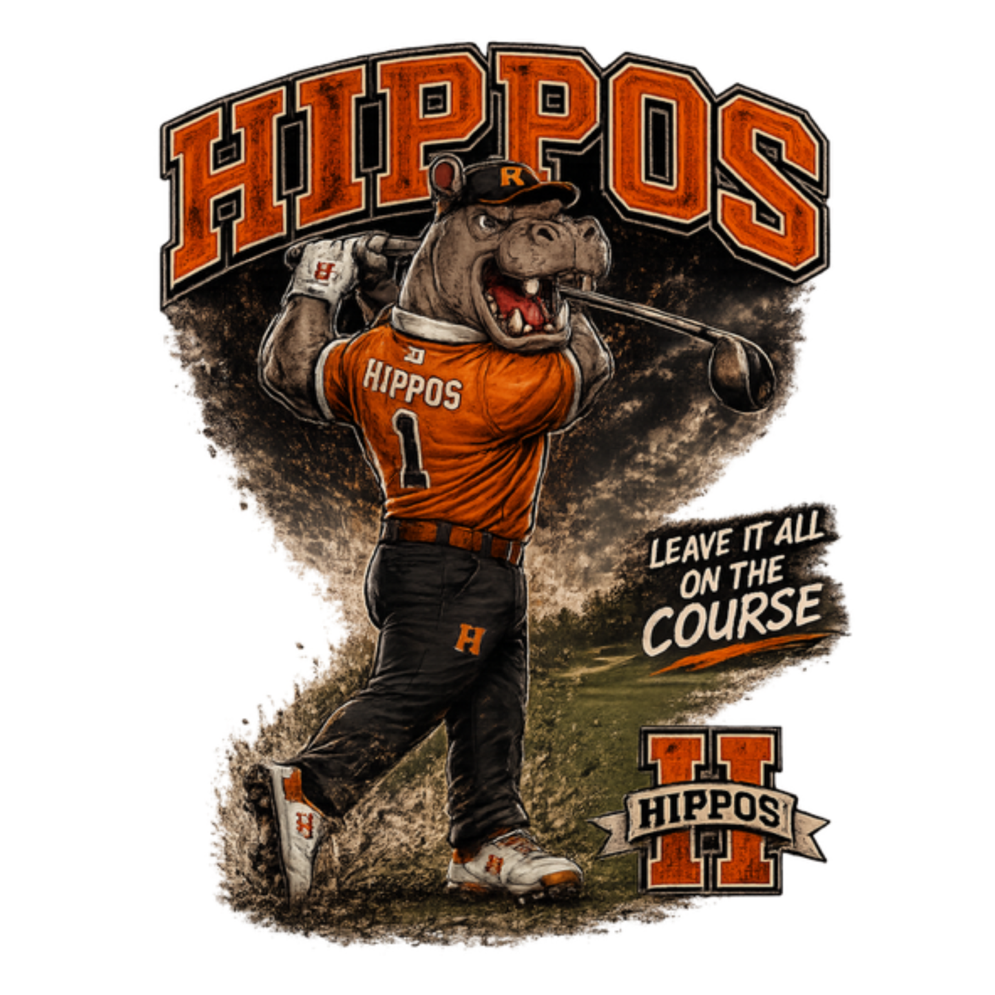 "Hippo Golf" Fierce Mascot Unisex T-Shirt